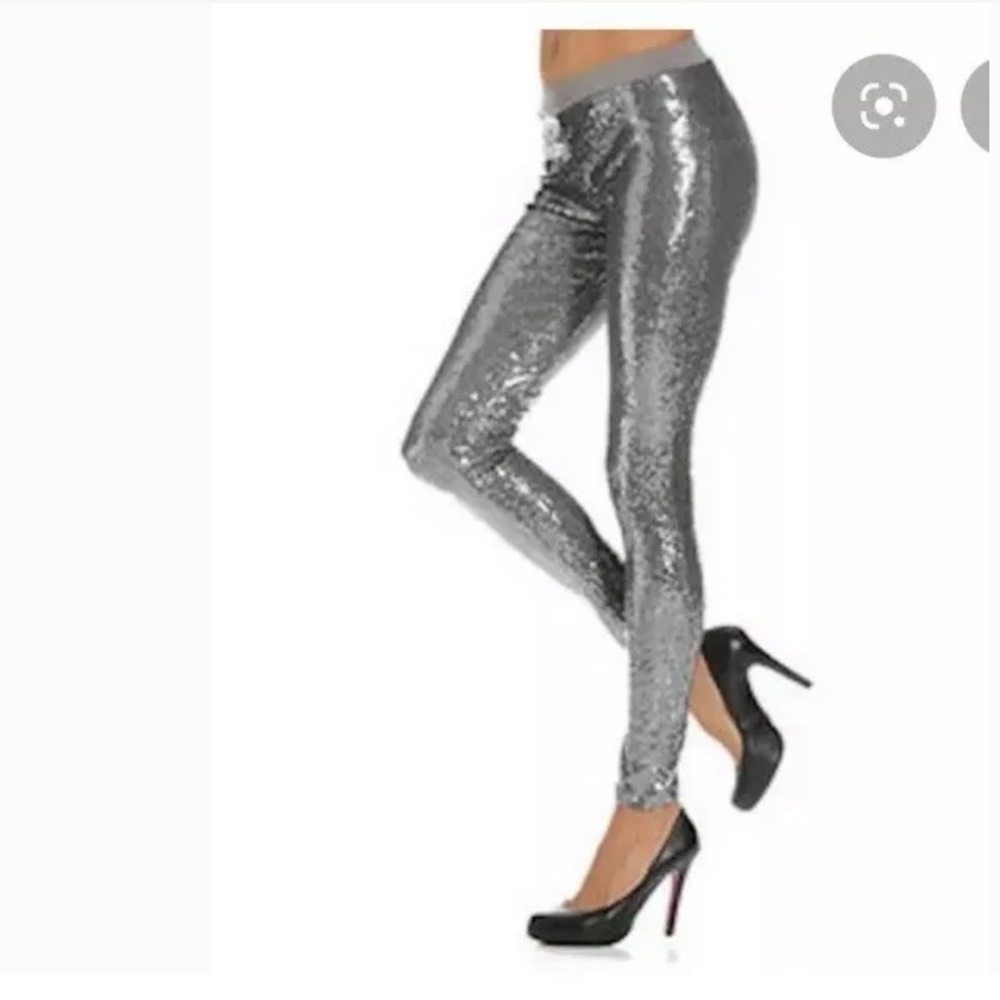 Ralph Lauren Pewter Gray Sequin Pants Tights Small